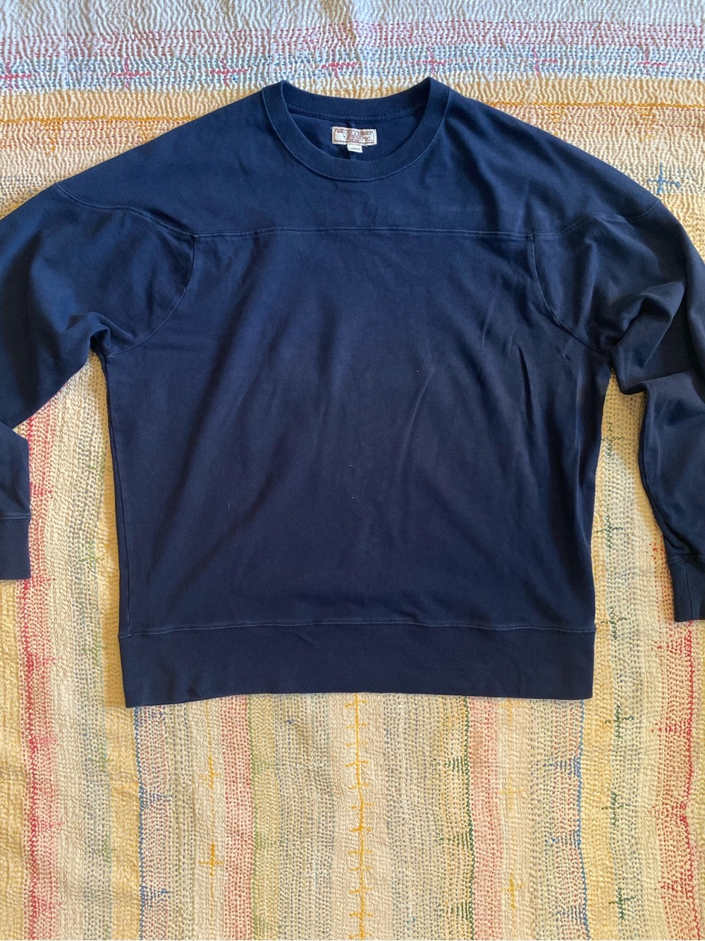 Men's Navy Rugby Crewneck Cotton Long Sleeve Classic Timeless Size XL